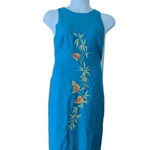 Giorgio Fiorlini Blue Linen Rayon Sleeveless Dress